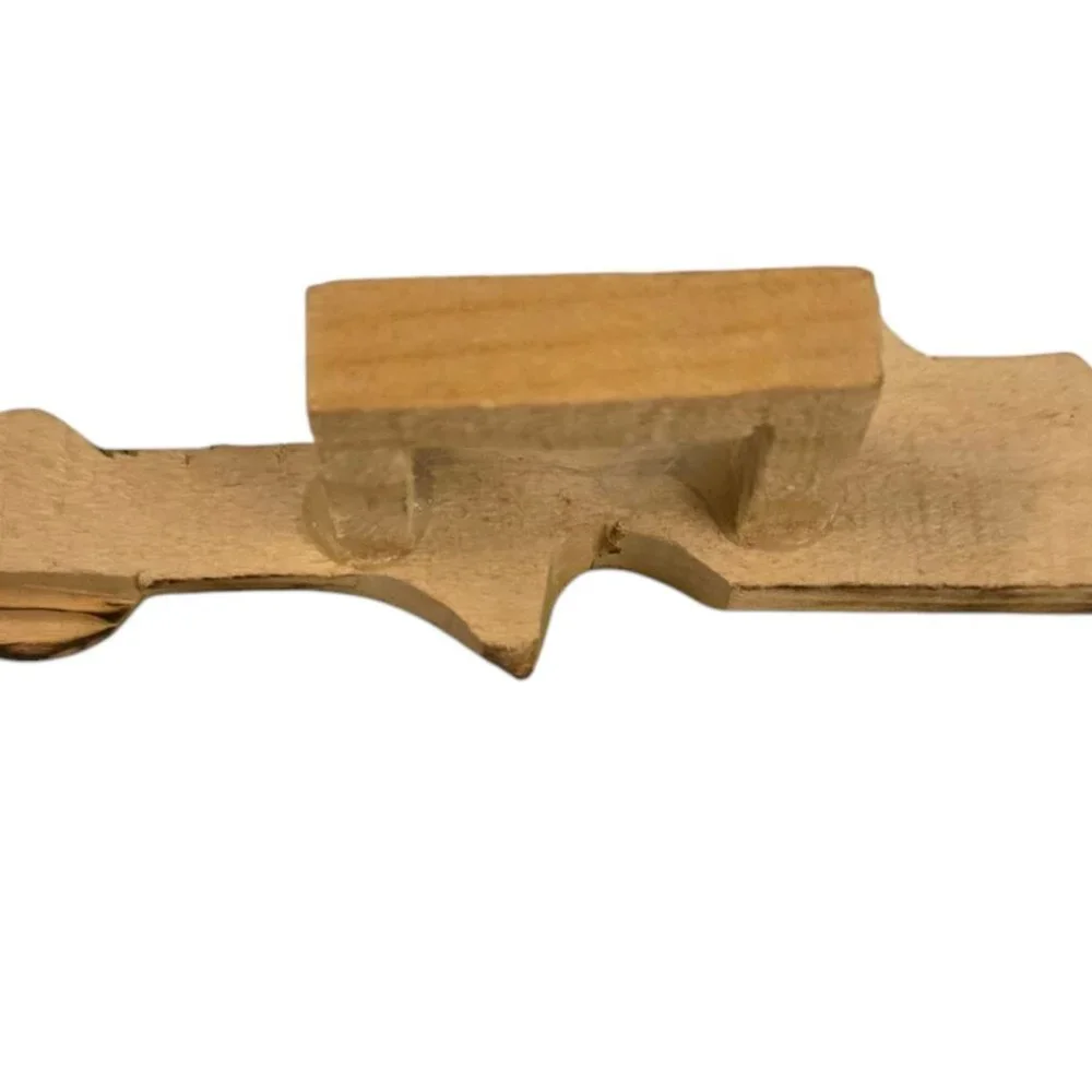 Handmade Racecar Wooden Scarf Slide Holder Car Shaped Folk Art
